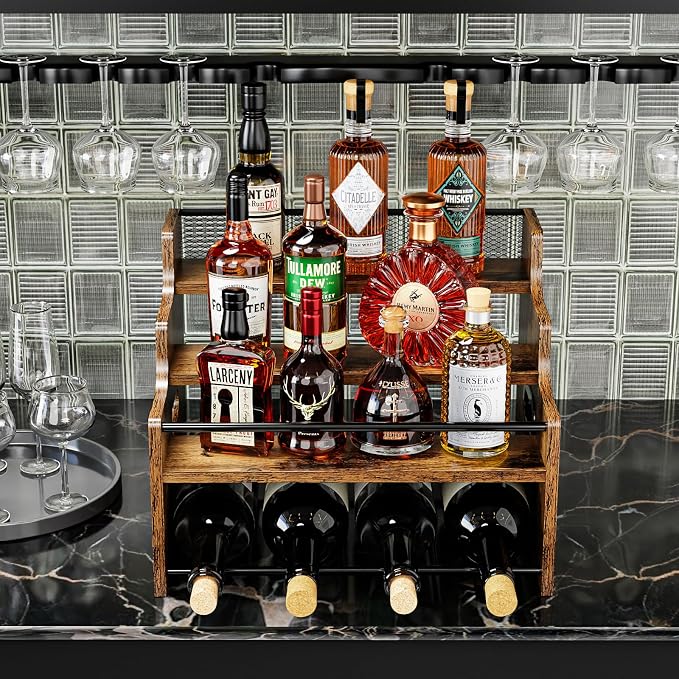 KLM 4-Tier Wood Display Shelf, Countertop Bar Stand - Image 3