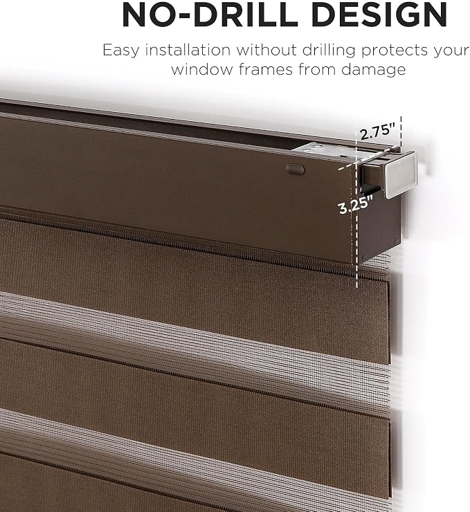 Joydeco No Drill Zebra Blinds for Windows, Cordless Day & Night Dual Sheer - Image 4