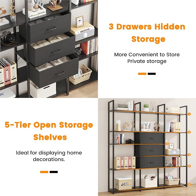 Triple Wide 6 Tiers Industrial Book shelf - Image 5