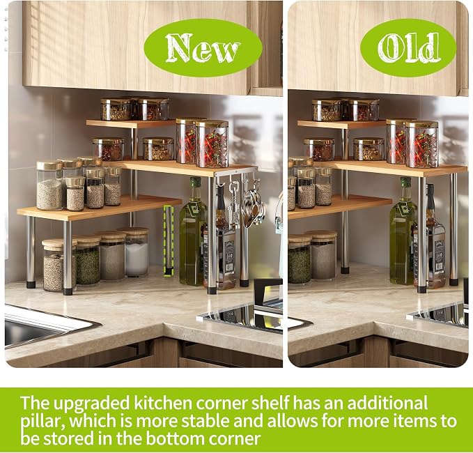 BMOSU Kitchen Corner Shelf Countertop Organizer - Image 3