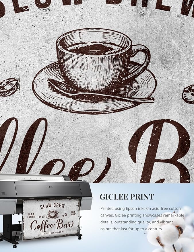 IPIC - Rustic Coffee Bar Sign Slow Brew, Large Canvas Wall Art Print - Image 6