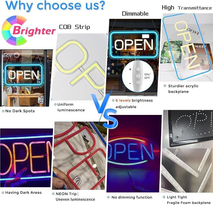 Open Signs for Business Window, Bright COB Chip LED Open Sign - Image 4