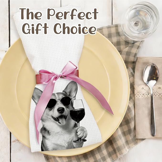 Funny Corgi Kitchen Towels Set of 2, Dog Kitchen Bar Accessories, Dog Chef Gifts - Image 5