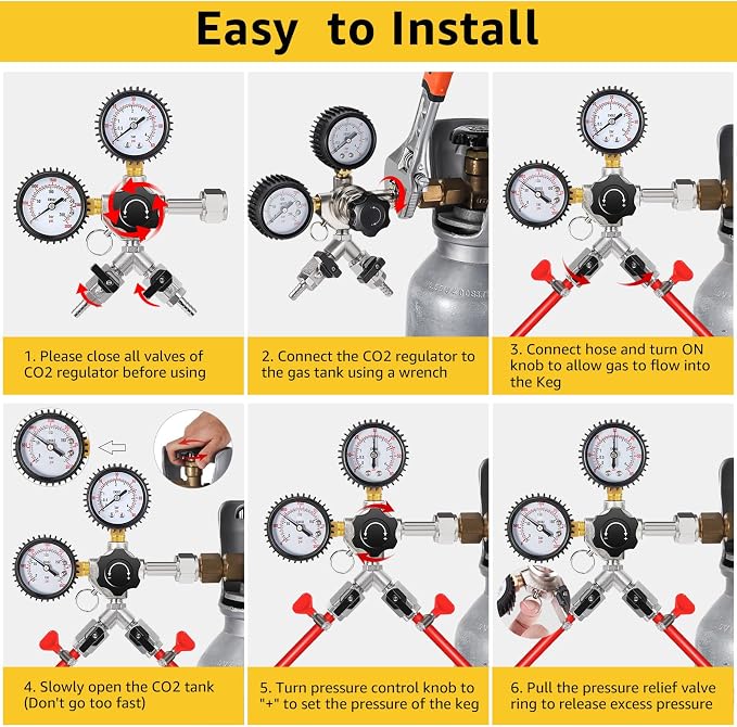Dual Output CO2 Regulator for Kegerator 0-60psi Beer Keg Regulator 0-3000psi - Image 5