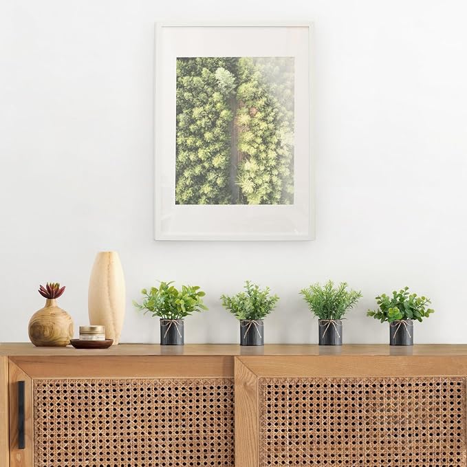 Mkono 4 Packs Small Fake Plants in Farmhouse Galvanized Pots Table Centerpiece - Image 4