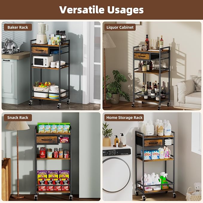 Housolution 4-Tier Coffee Bar Cart - Image 7