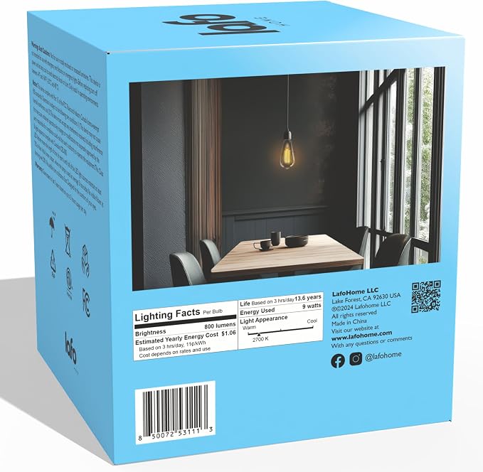 EcoBright ST19 LED Edison Bulbs, 60W Equivalent, 9W Dimmable, E26 Base - Image 3