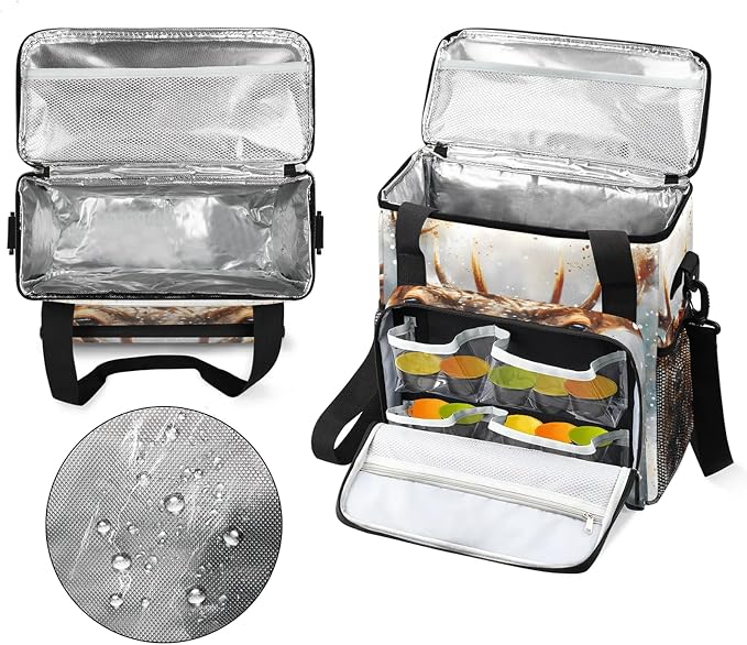 Deer Moose Coffee Maker Carring Bag, Large Insulated Storage Organizer Case - Image 3