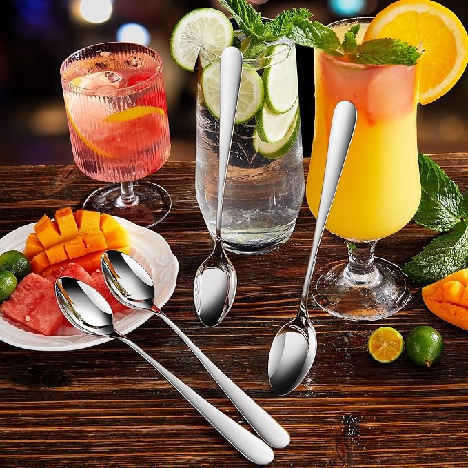 KEAWELL Premium 4-Piece Louise Long Handle Iced Tea Spoons, 18/10 Stainless - Image 3