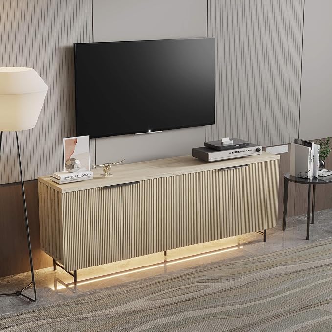 68" Large Fluted Sideboard Buffet Cabinet - Image 3