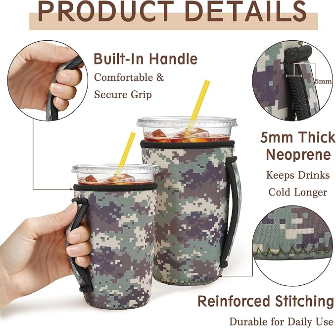 KJQJLY 3 Pack Reusable Iced Coffee Sleeves - Image 4
