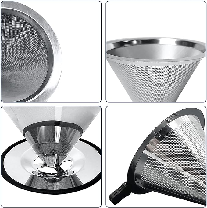 Reusable Paperless Coffee Filter, Pour Over Coffee Maker, Stainless Steel Drip - Image 8