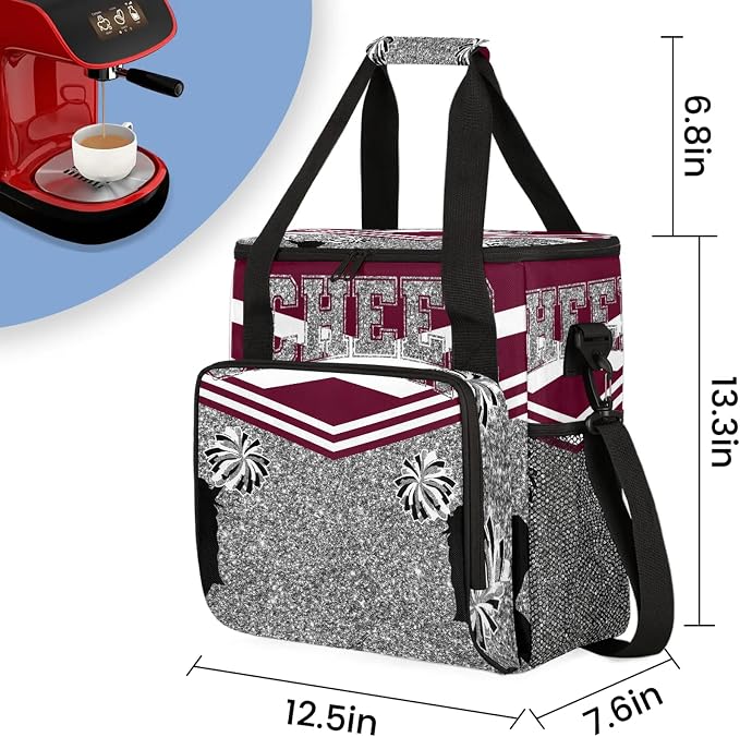 Cheer Red Coffee Maker Carring Bag, Large Insulated Storage Organizer Case Tote - Image 2