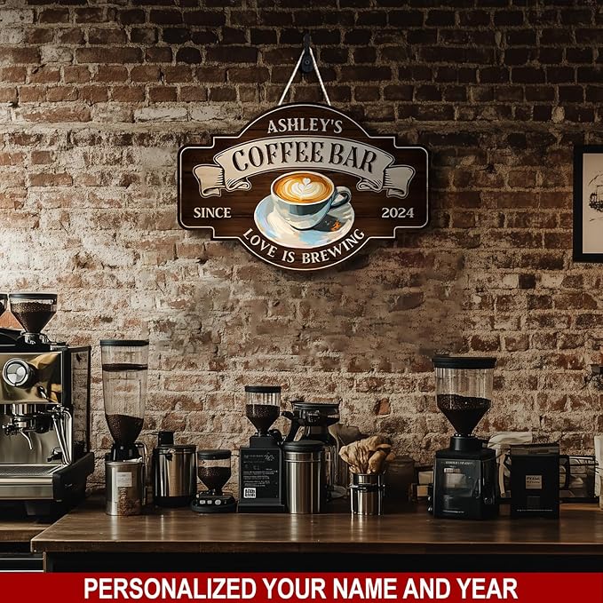 THUYPT Personalized Coffee Sign, Coffee Wooden Sign Plaque Wall Hanging Coffee - Image 3