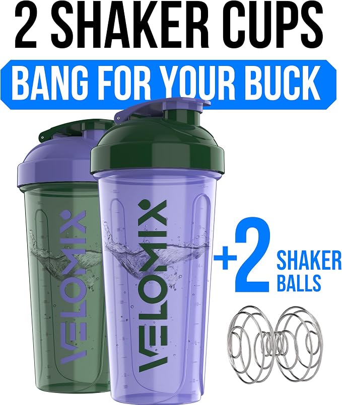 VELOMIX -2 Pack- 28 oz Protein Shaker Bottles - Image 2