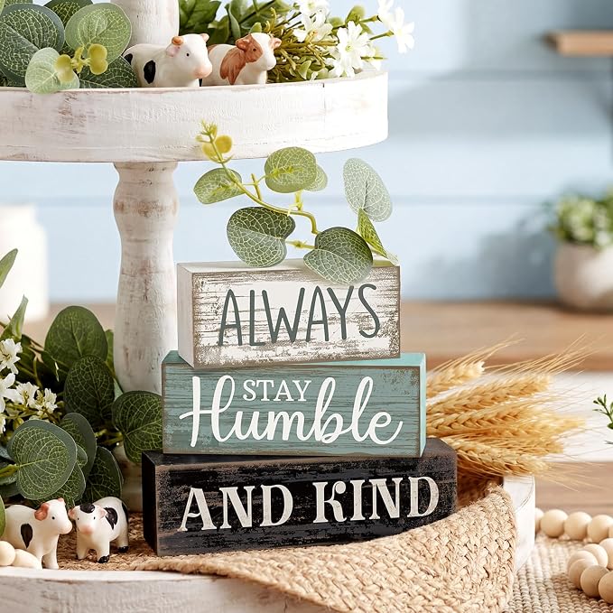 Lineshading 4 Pcs Inspirational Farmhouse Table Decor Always Stay Humble and - Image 3
