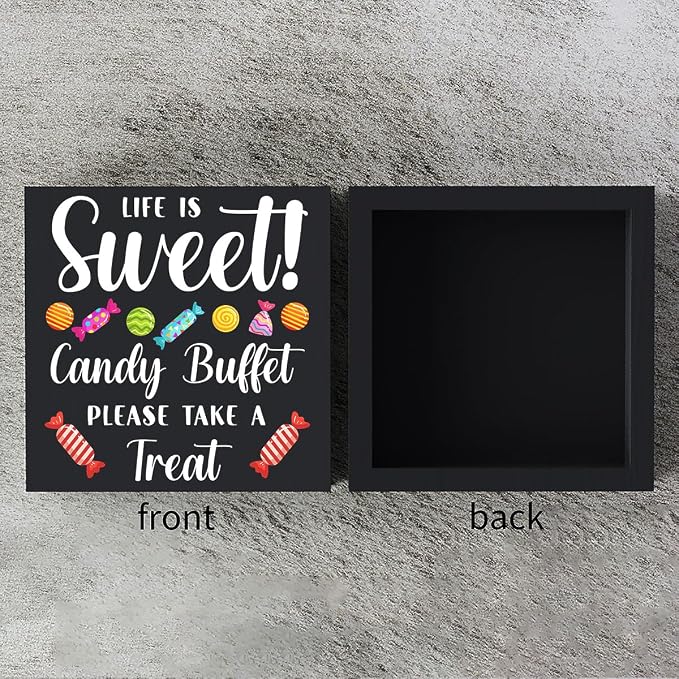 Funny Christmas Candy Buffet Wooden Box Sign Plaque Life is Sweet Candy Buffet - Image 3
