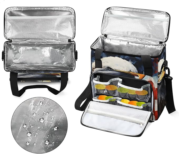 American Flag Eagles Coffee Maker Carring Bag, Large Insulated Storage - Image 3