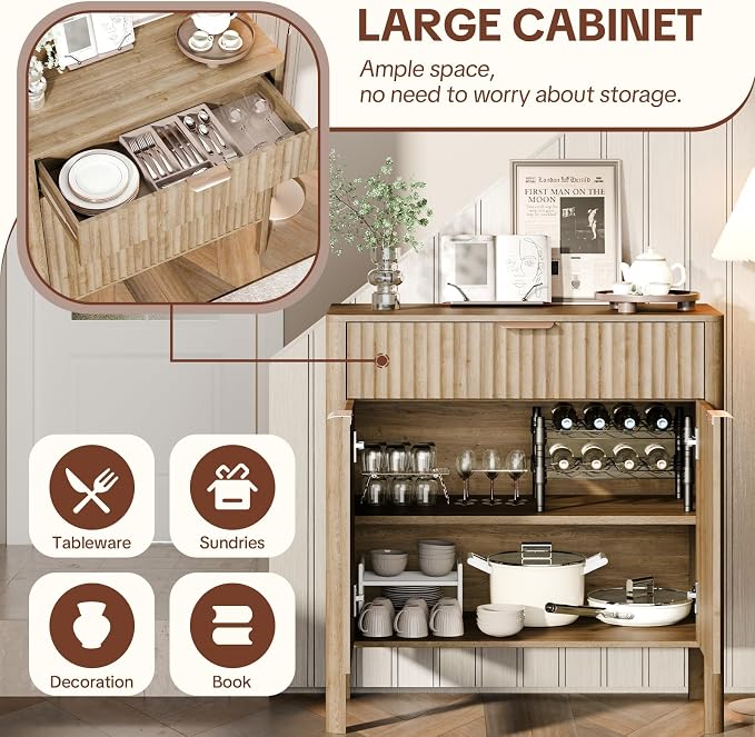 Fluted Buffet Cabinet with Storage - Image 3
