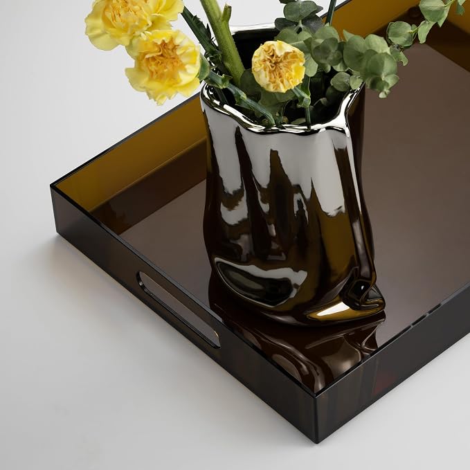 ATZYmolin 16"x12" Large Acrylic Serving Tray Decorative Ottoman Coffee Table - Image 5
