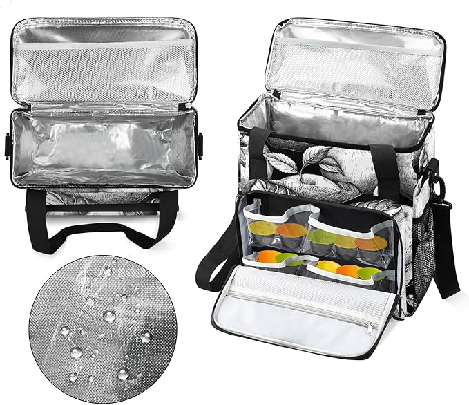 Black And White Apples Coffee Maker Carring Bag, Large Insulated Storage - Image 3