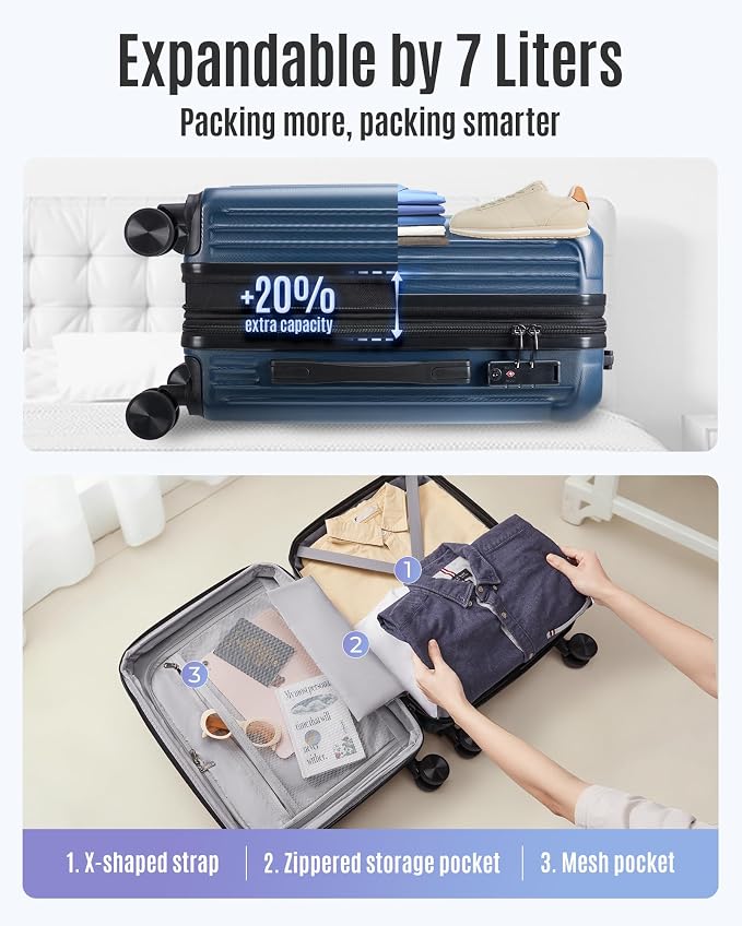 LIGHT FLIGHT Carry On Luggage 22x14x9 Airline Approved, Durable Hard Shell - Image 6