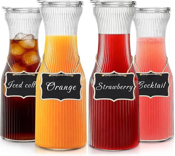 INSETLAN 1 Liter Ribbed Glass Carafe by INSETLAN