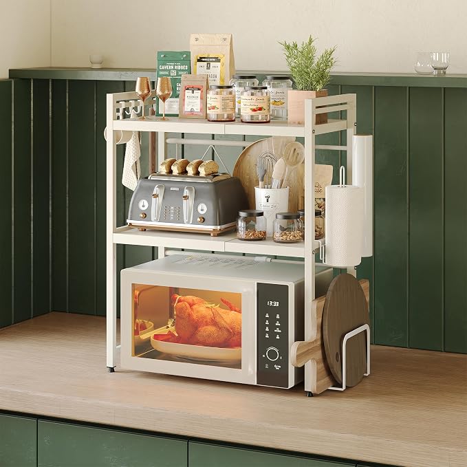 NETEL Expandable Microwave Stand, 3 Tier Metal Kitchen Countertop Organizer - Image 2
