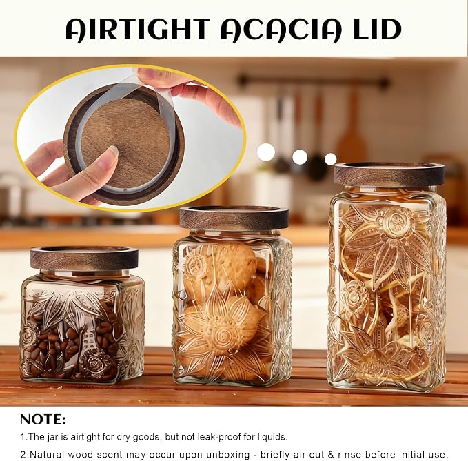 Vintage Glass Jars with Wood Lids - Image 4