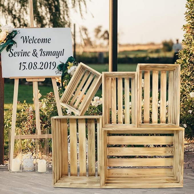Wooden Crates for Display Large Rustic Nesting Wooden Basket - Image 2