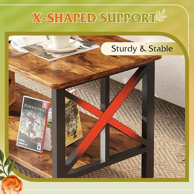 WLIVE Coffee Table for Living Room, Storage Shelf, Farmhouse Style Small Coffee - Image 4