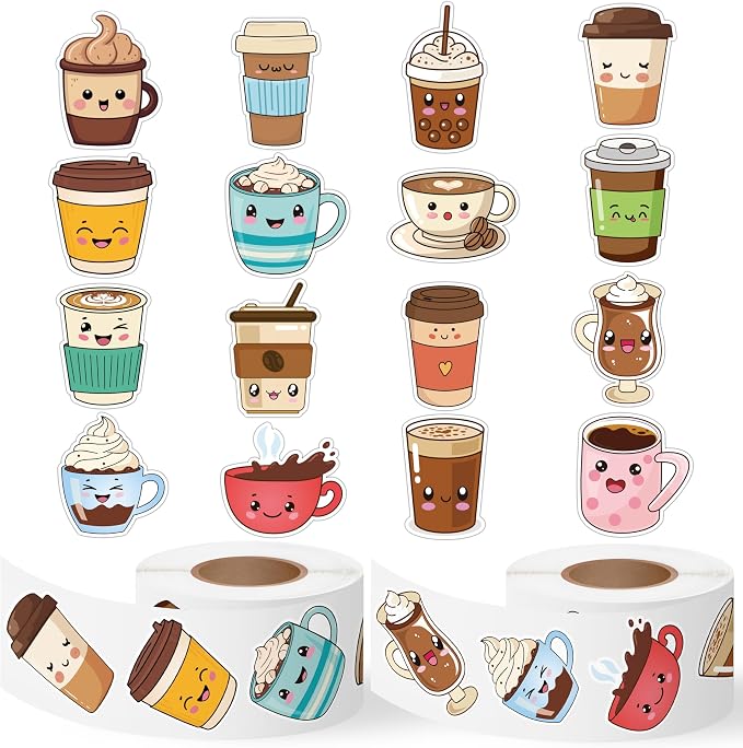 Haooryx Cute Coffee Sticker Rolls by Haooryx