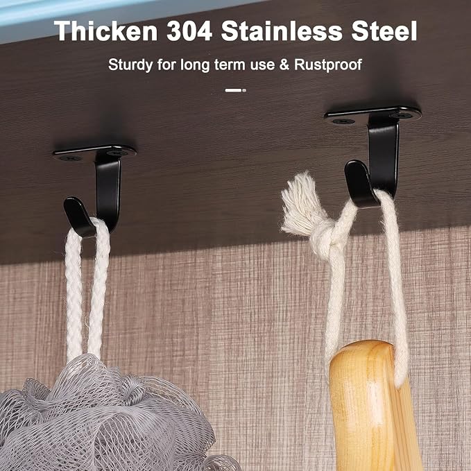 NearMoon Stainless Steel Screw Mounted Ceiling Hooks, Under-Shelf Towel/Robe - Image 3