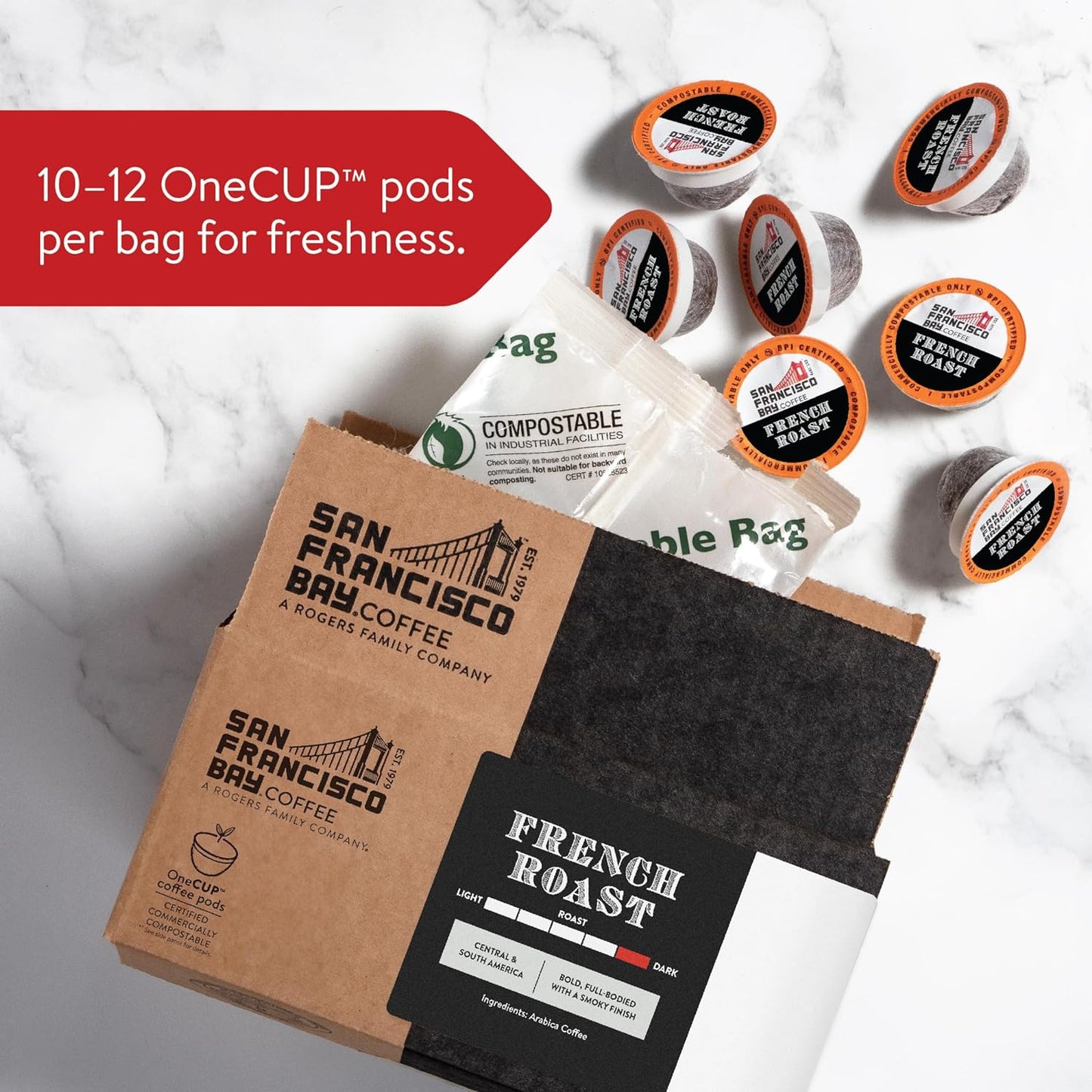 San Francisco Bay Compostable Coffee Pods - French Roast (120 Ct) K Cup Compatible including Keurig 2.0, Dark Roast
