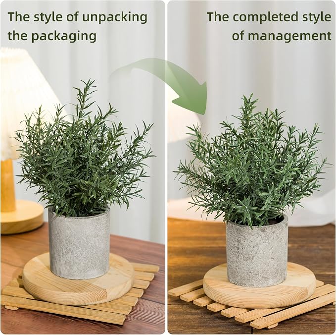 Coferset 2 Pack Small Fake Plants Rosemary Potted Artificial Plants - Image 7