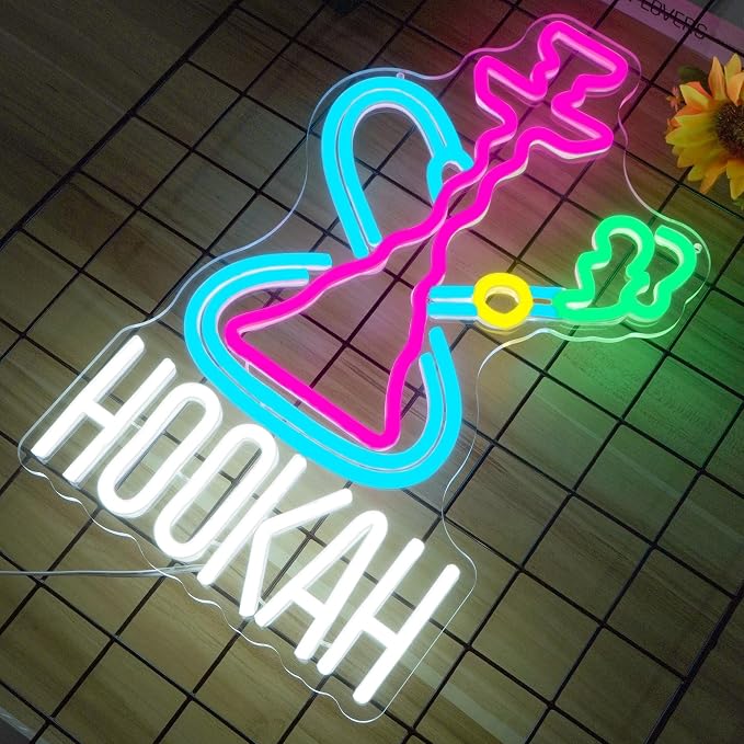 Hookah Neon Sign Nargile Lounge Sign Colorful LED Light - Image 2