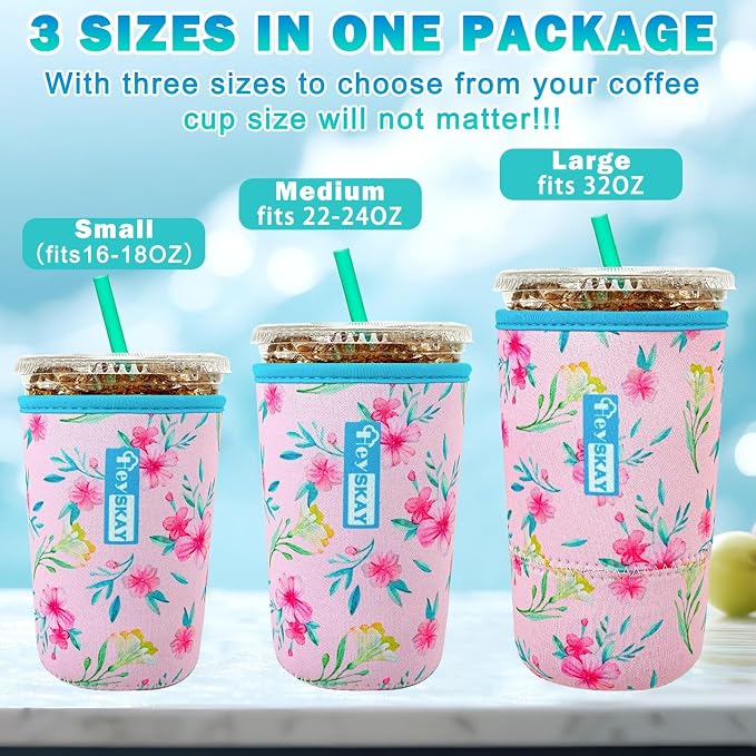 HEYSKAY Insulated Coffee Cup Sleeves Reusable Neoprene Universal Iced Coffee - Image 3