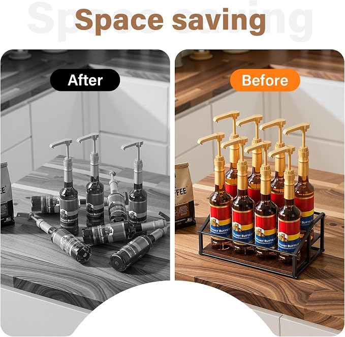 kimilus Coffee Syrup Organizer Rack, Liquor Bottle Display Shelf, 2 Tier 8 - Image 7