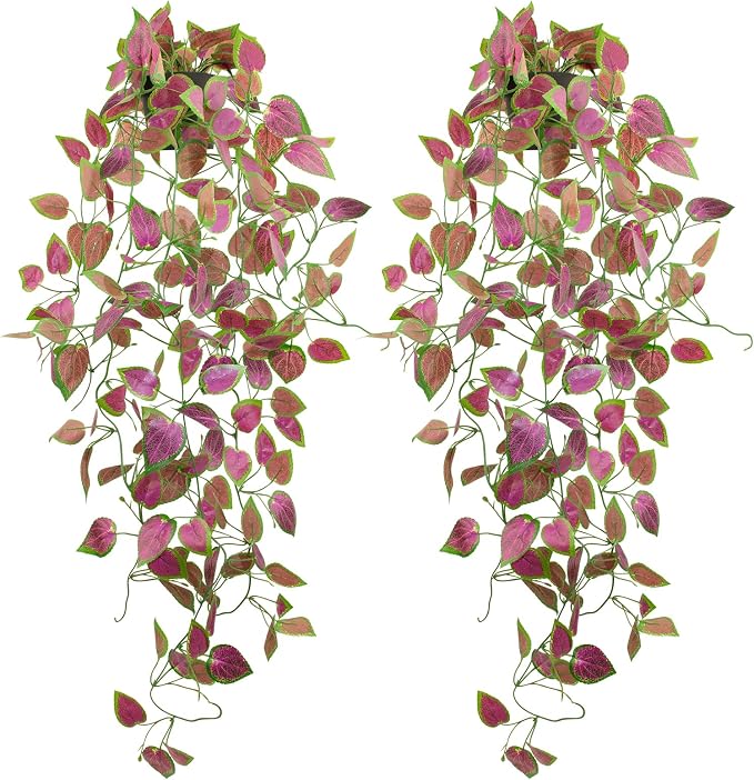 LOYWREE 2 Pack Artificial Purple Ivy Hanging Vine Plants by Unknown