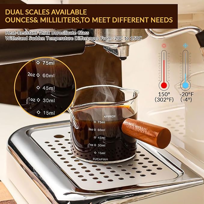 Espresso Cups with Handle 100ml Expresso Shots Glass Cup with Spout and Scale - Image 5