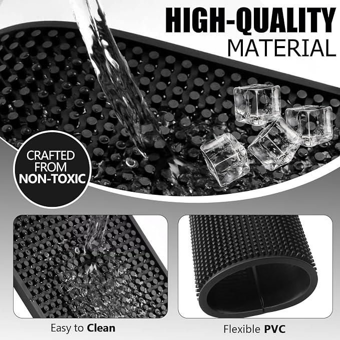 6" x 12" Small Bar Mat, Coffee Mat Small Black PVC Mat, Spill Mats - Image 5