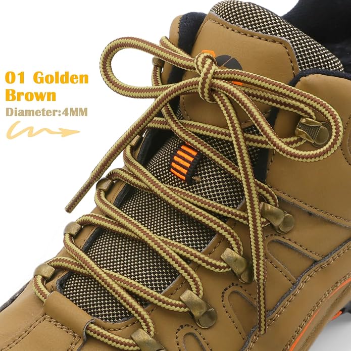 DELELE 2 Pair Round Boot Laces Outdoor Hiking Walking Shoelaces Dual Coloured - Image 2