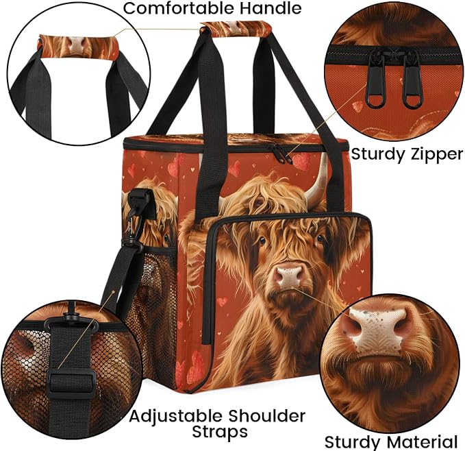 Brown Bull Coffee Maker Carring Bag, Large Insulated Storage Organizer Case - Image 6