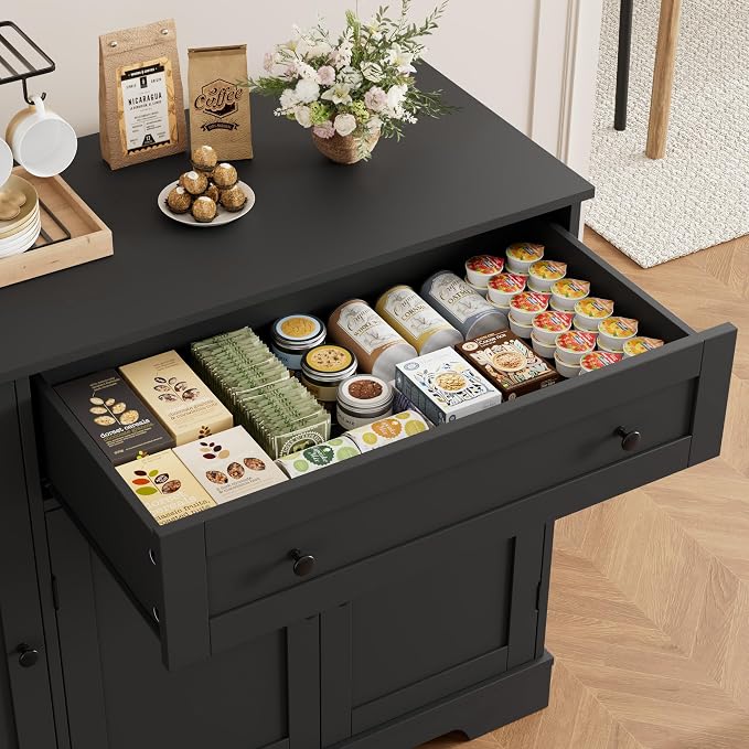 HOSTACK Buffet Cabinet with Storage, Modern Sideboard Buffet with Doors - Image 4