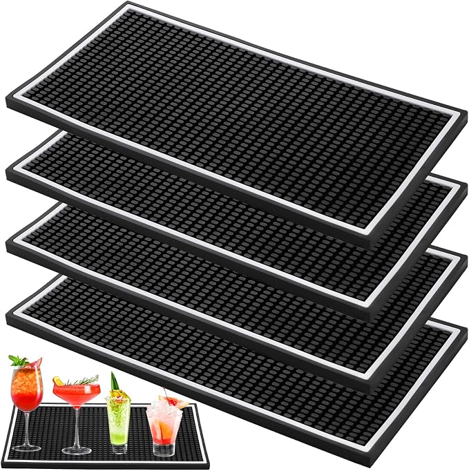 Jucoan 4 Pack Bar Mat for Countertop, Coffee Bar Mat Drying Mat for Home Bar by Jucoan