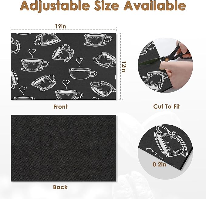 Arttown Coffee Mat for Countertops, Coffee or Tea Cups Black Dish Drying Mat 2 - Image 4