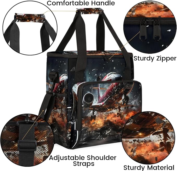 Retro Airplane Coffee Maker Carring Bag, Large Insulated Storage Organizer Case - Image 6