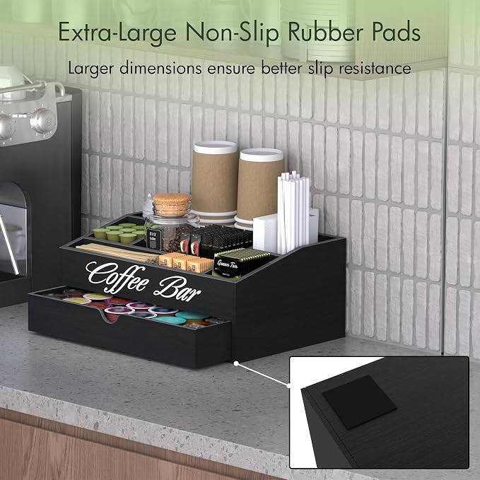 Suli Coffee Bar Station Organizer, Extra Large Wooden Countertop Pods Holder - Image 7