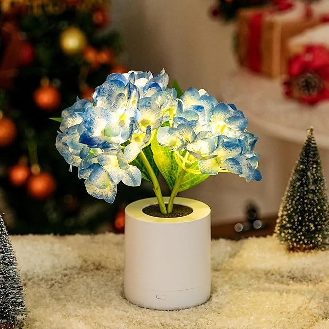 WSYEAR Blue Artificial Hydrangea LED Flower Lamp -Christmas Birthday Gifts - Image 3