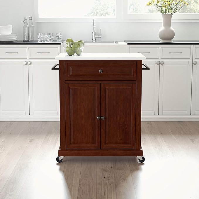 Crosley Furniture Compact Stone Top Small Rolling Cart - Image 4